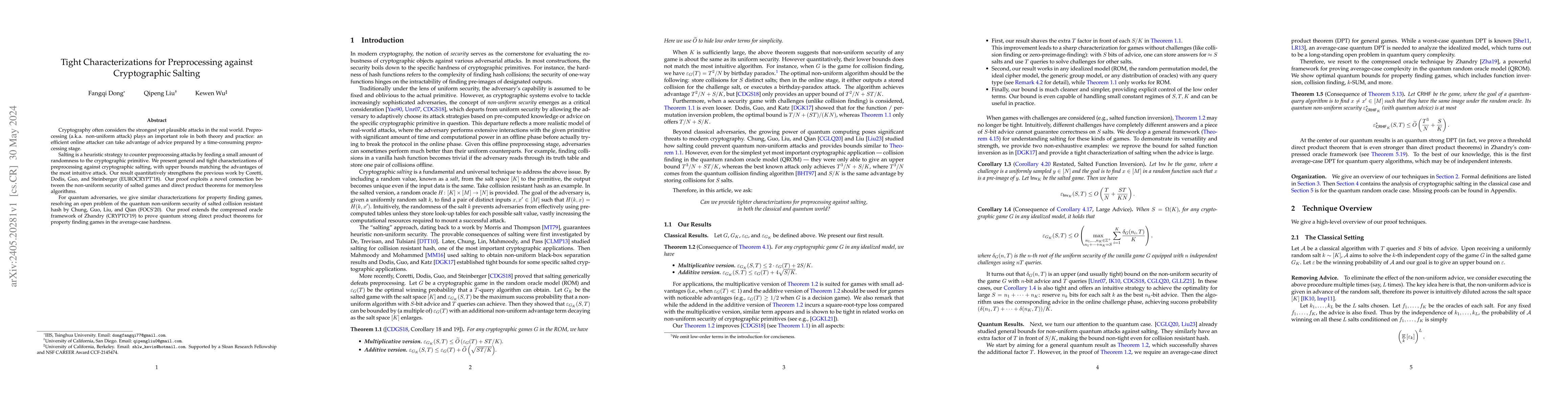 Thumbnail for Tight Characterizations for Preprocessing against Cryptographic Salting