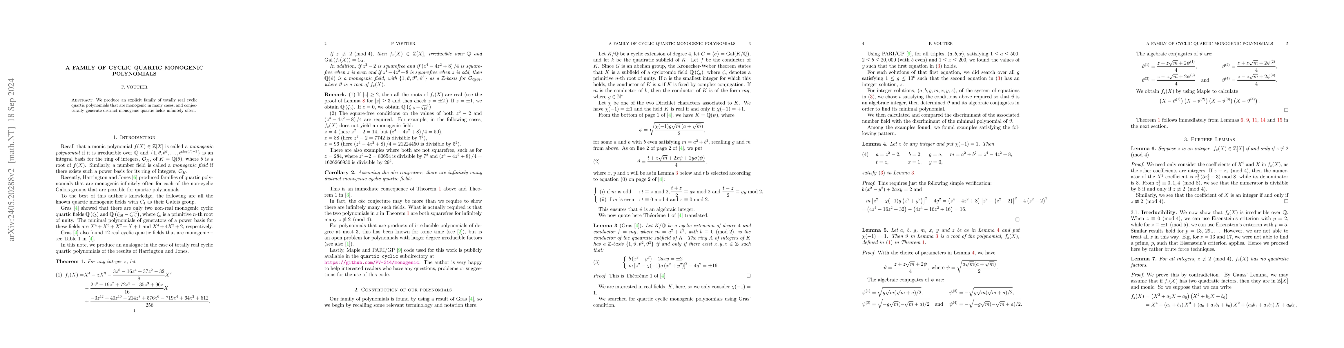 Thumbnail for A family of cyclic quartic monogenic polynomials