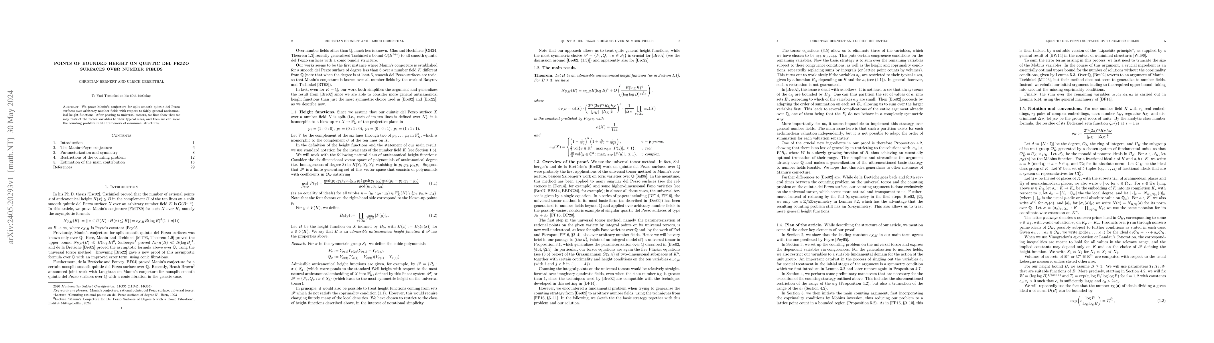Thumbnail for Points of bounded height on quintic del Pezzo surfaces over number
  fields
