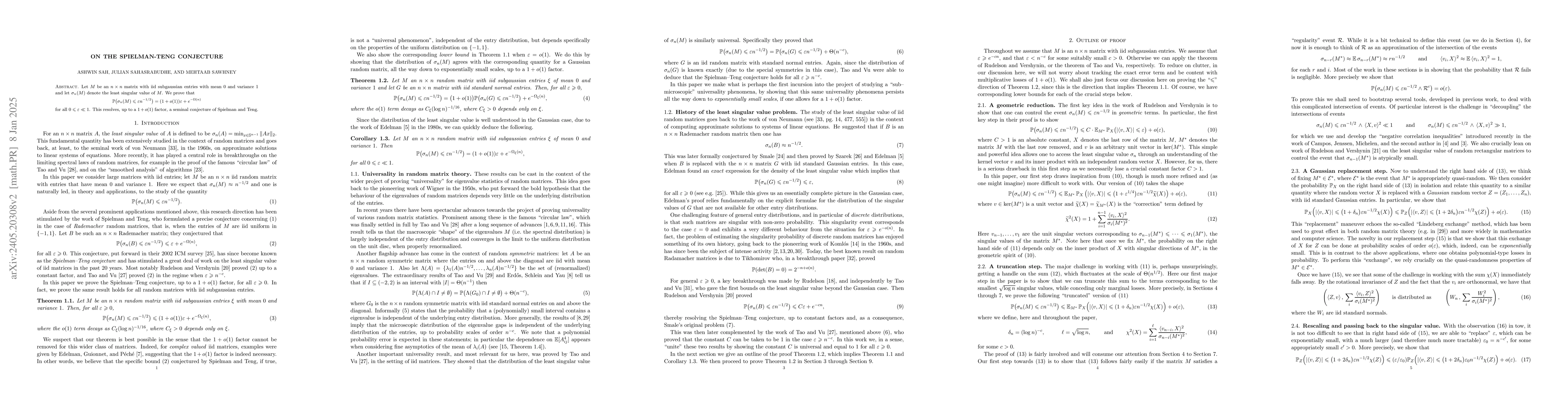 Thumbnail for On the Spielman-Teng Conjecture