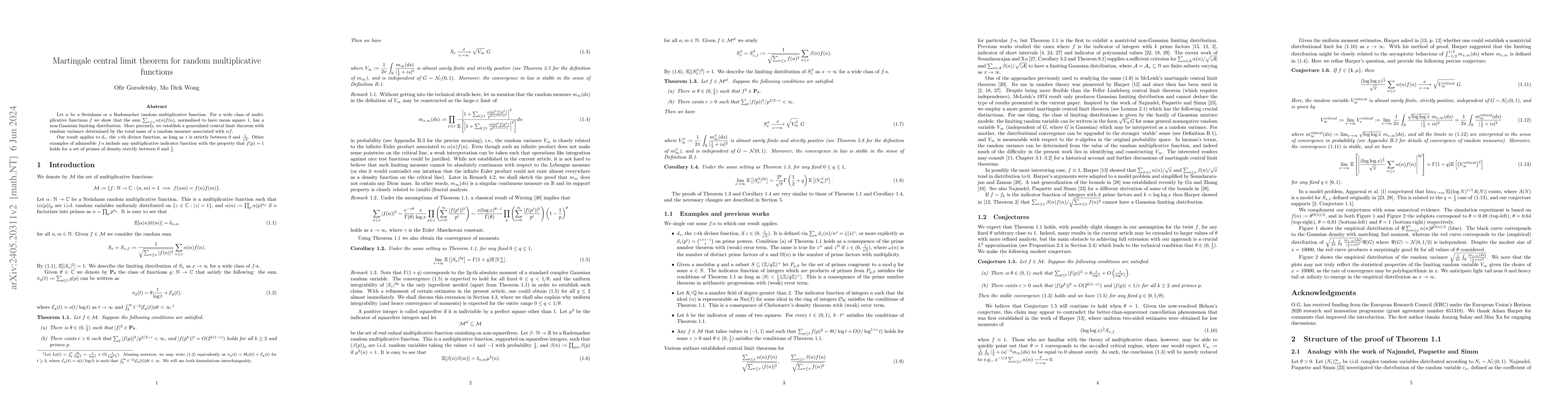 Thumbnail for Martingale central limit theorem for random multiplicative functions