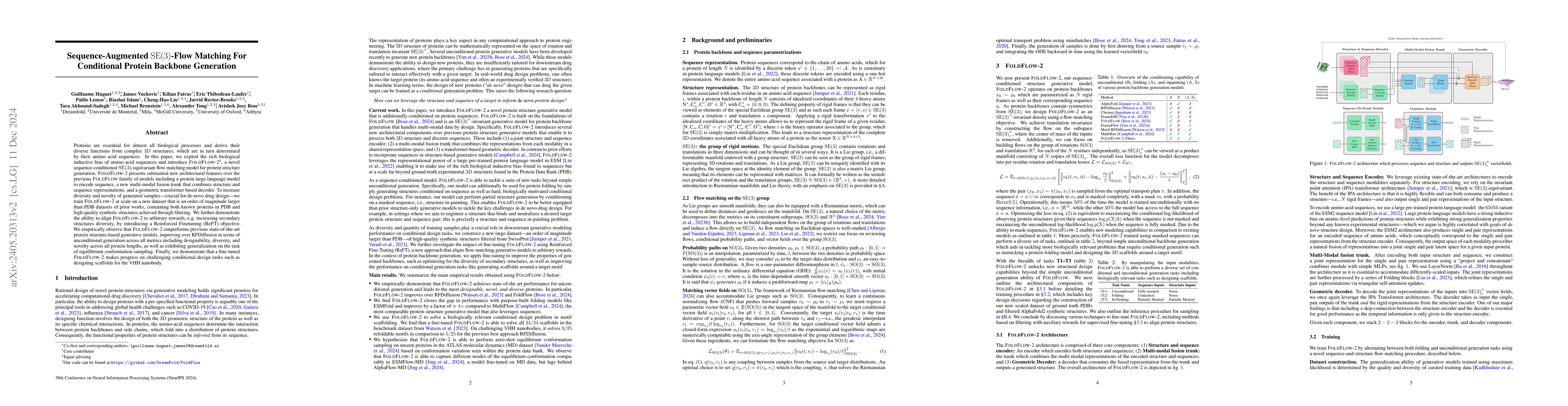 Thumbnail for Sequence-Augmented SE(3)-Flow Matching For Conditional Protein Backbone
  Generation