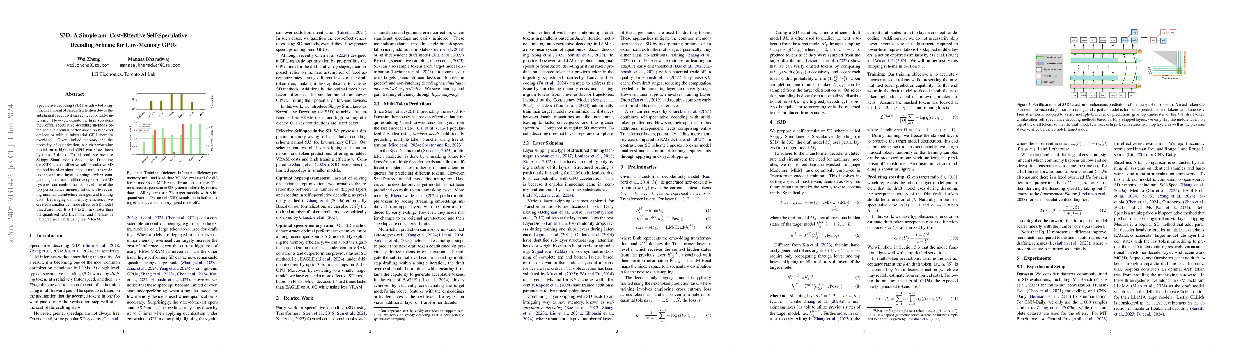 Thumbnail for S3D: A Simple and Cost-Effective Self-Speculative Decoding Scheme for
  Low-Memory GPUs