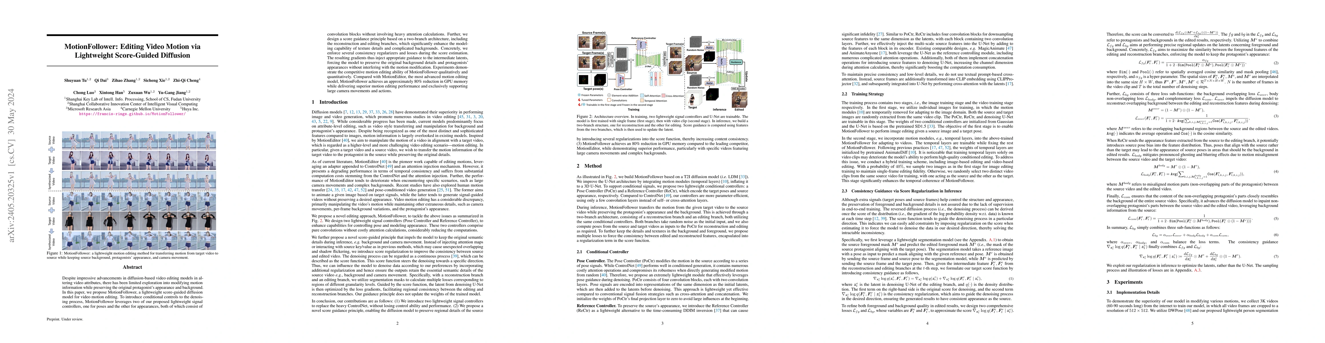 Thumbnail for MotionFollower: Editing Video Motion via Lightweight Score-Guided
  Diffusion