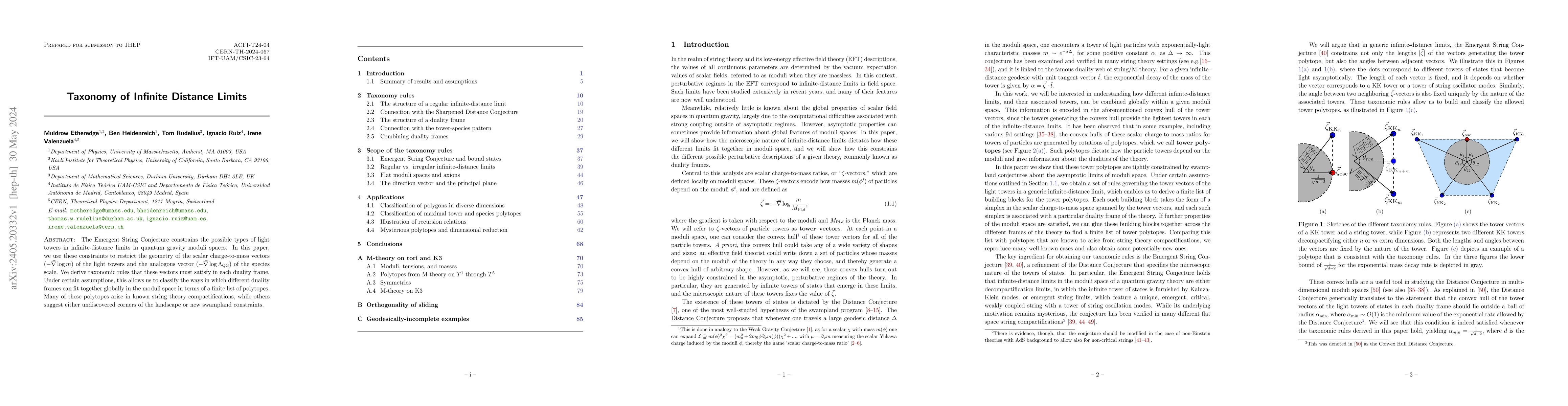 Thumbnail for Taxonomy of Infinite Distance Limits