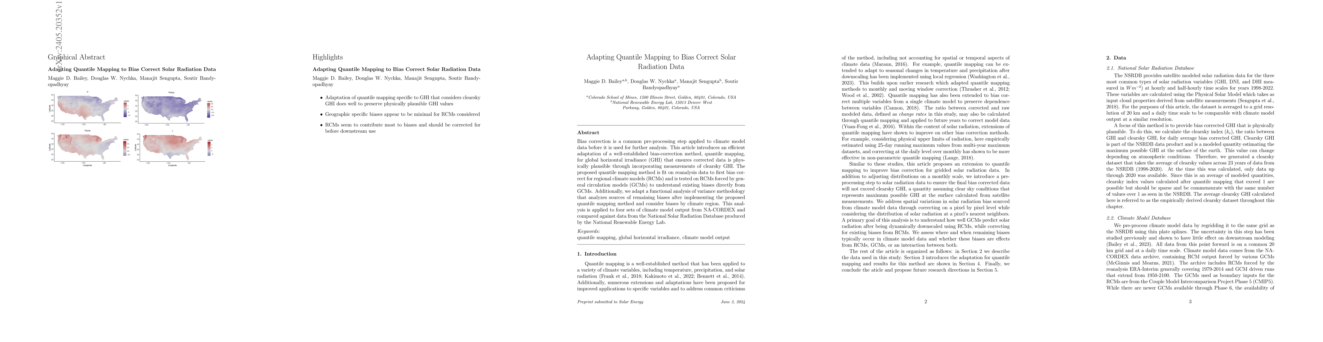 Thumbnail for Adapting Quantile Mapping to Bias Correct Solar Radiation Data