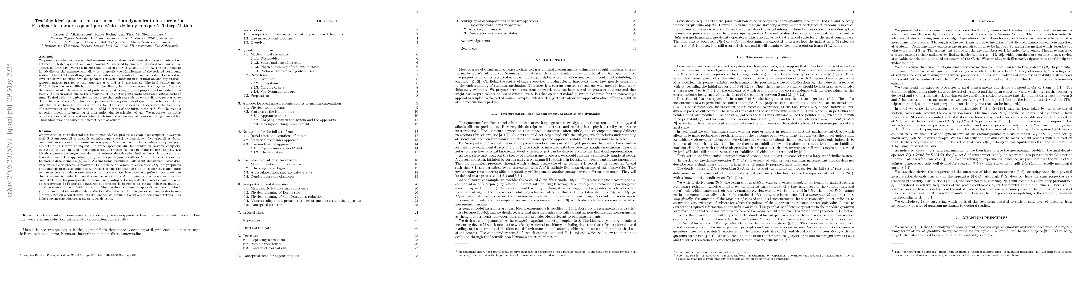 Thumbnail for Teaching ideal quantum measurement, from dynamics to interpretation