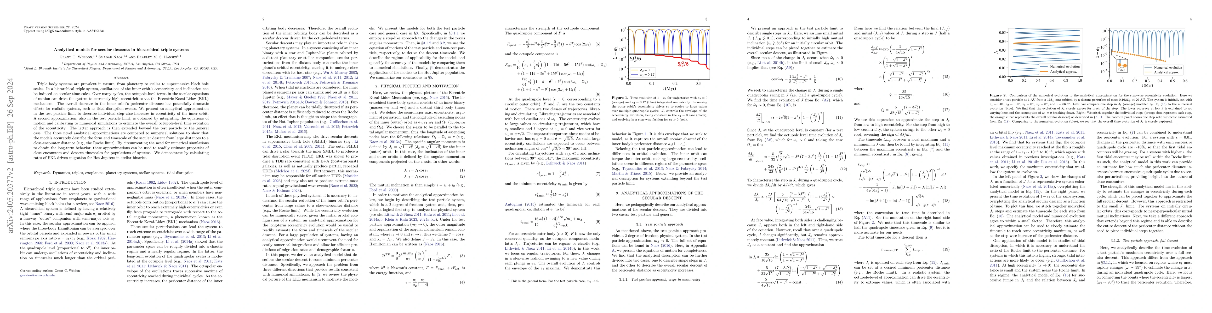 Thumbnail for Analytical models for secular descents in hierarchical triple systems