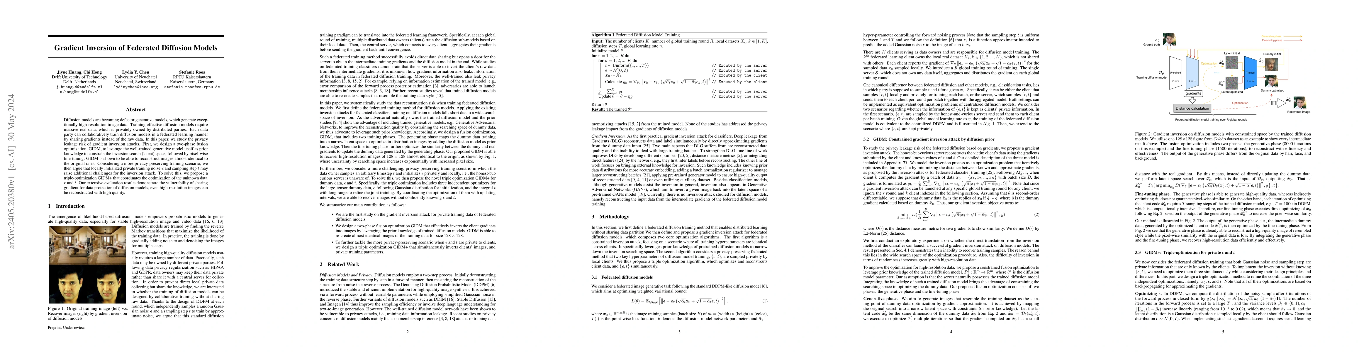 Thumbnail for Gradient Inversion of Federated Diffusion Models