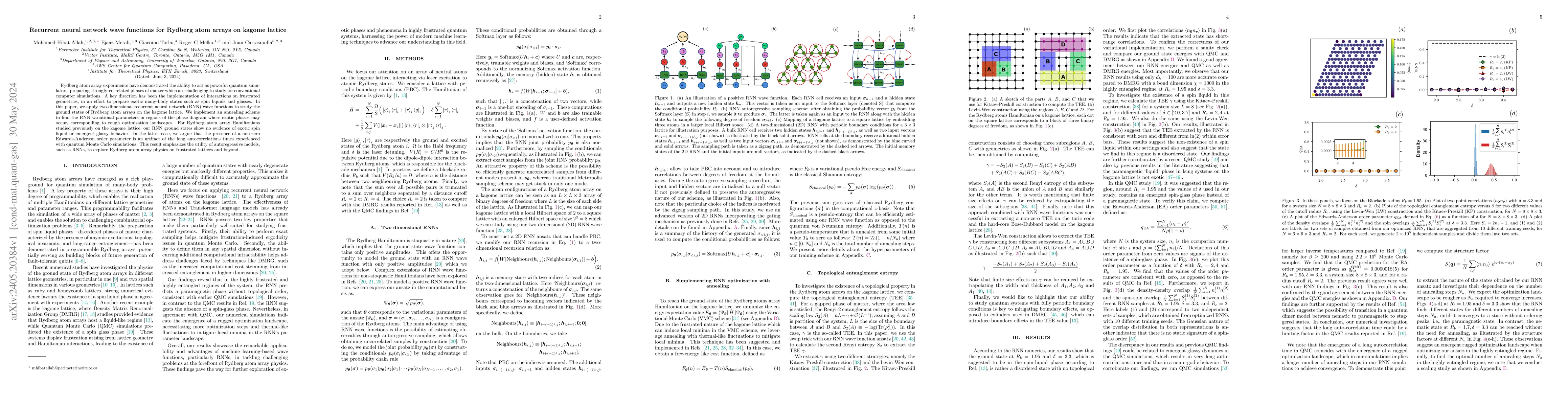 Thumbnail for Recurrent neural network wave functions for Rydberg atom arrays on
  kagome lattice