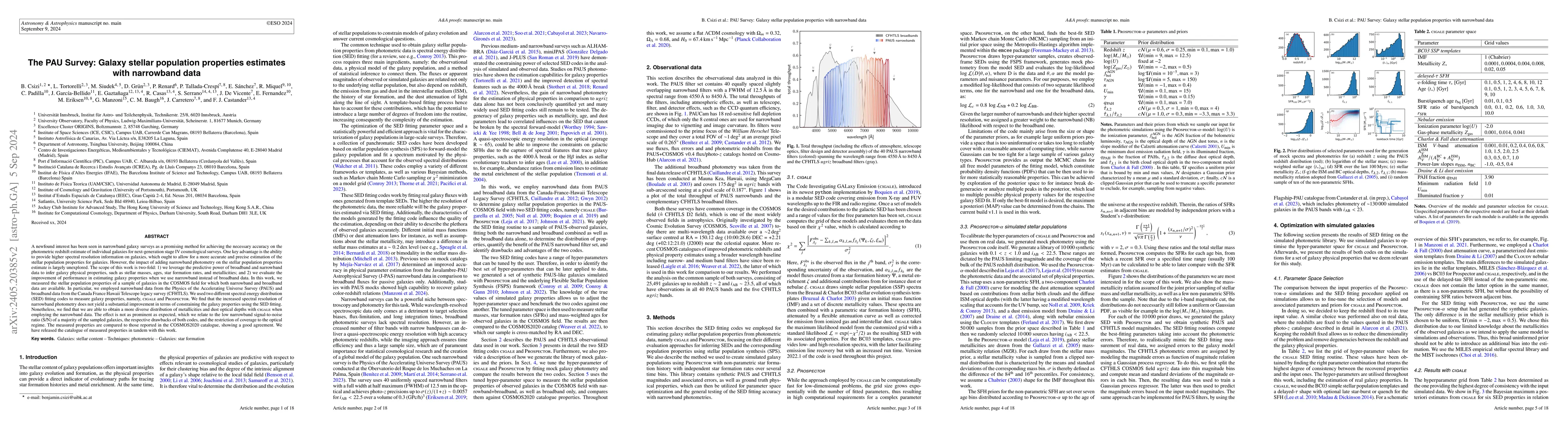 Thumbnail for The PAU Survey: galaxy stellar population properties estimate with
  narrow-band data