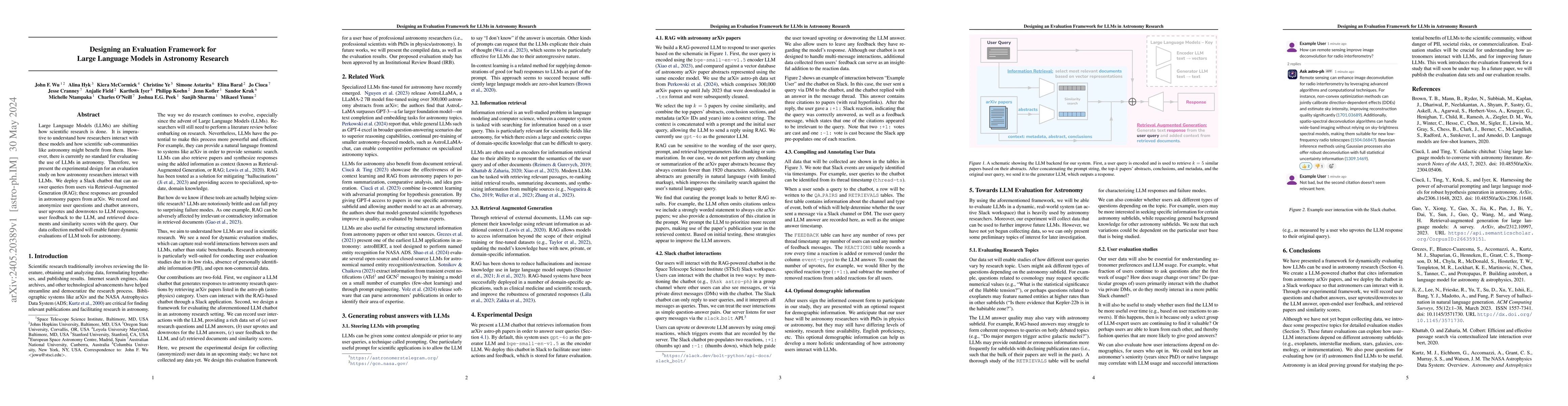 Thumbnail for Designing an Evaluation Framework for Large Language Models in Astronomy
  Research