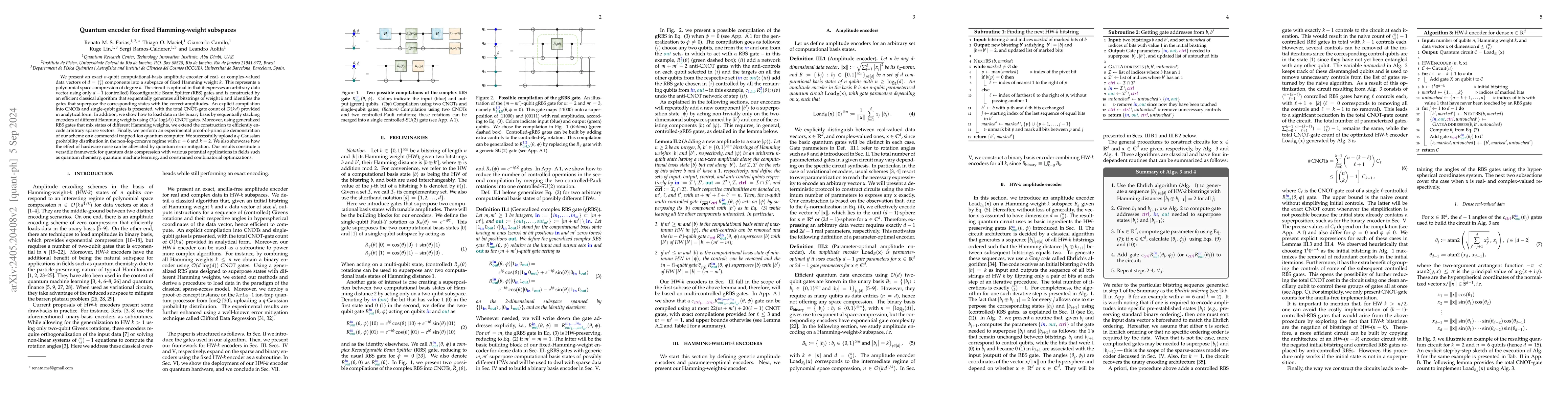 Thumbnail for Quantum encoder for fixed Hamming-weight subspaces