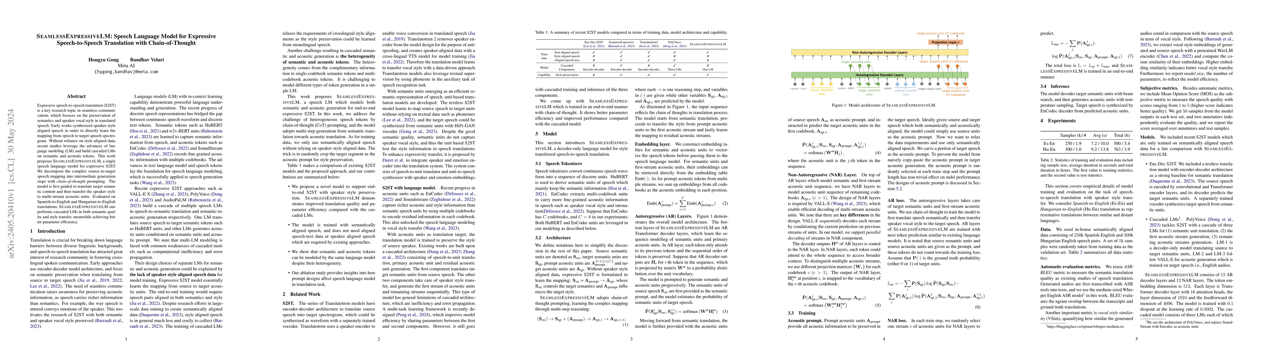 Thumbnail for SeamlessExpressiveLM: Speech Language Model for Expressive
  Speech-to-Speech Translation with Chain-of-Thought