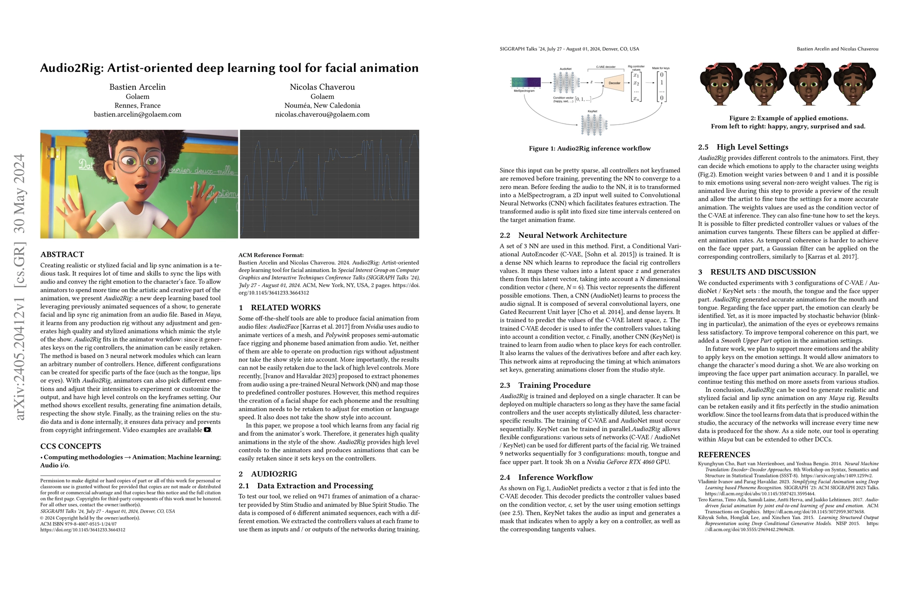 Thumbnail for Audio2Rig: Artist-oriented deep learning tool for facial animation