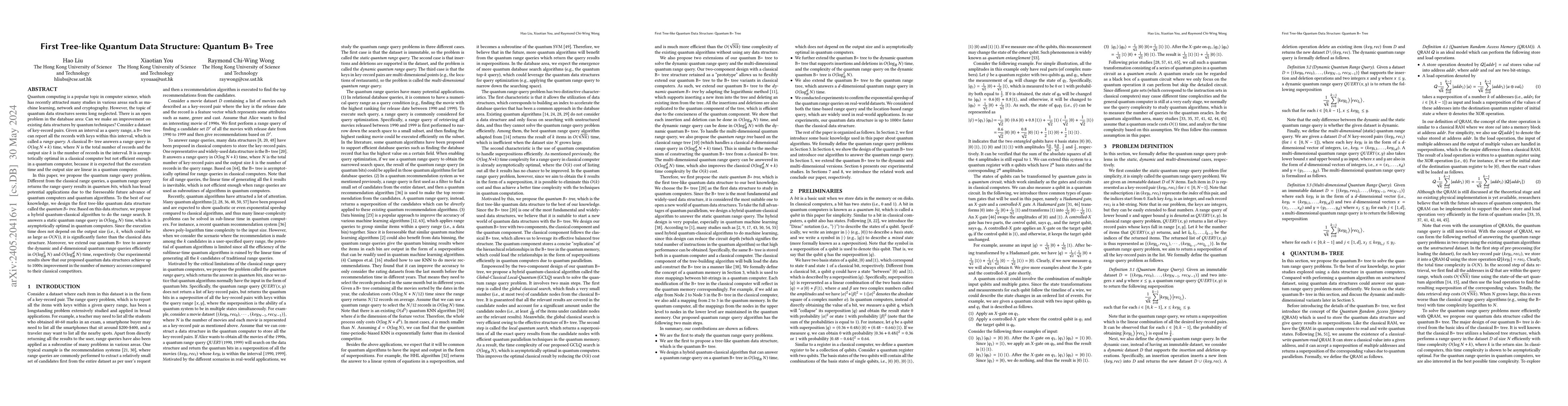 Thumbnail for First Tree-like Quantum Data Structure: Quantum B+ Tree
