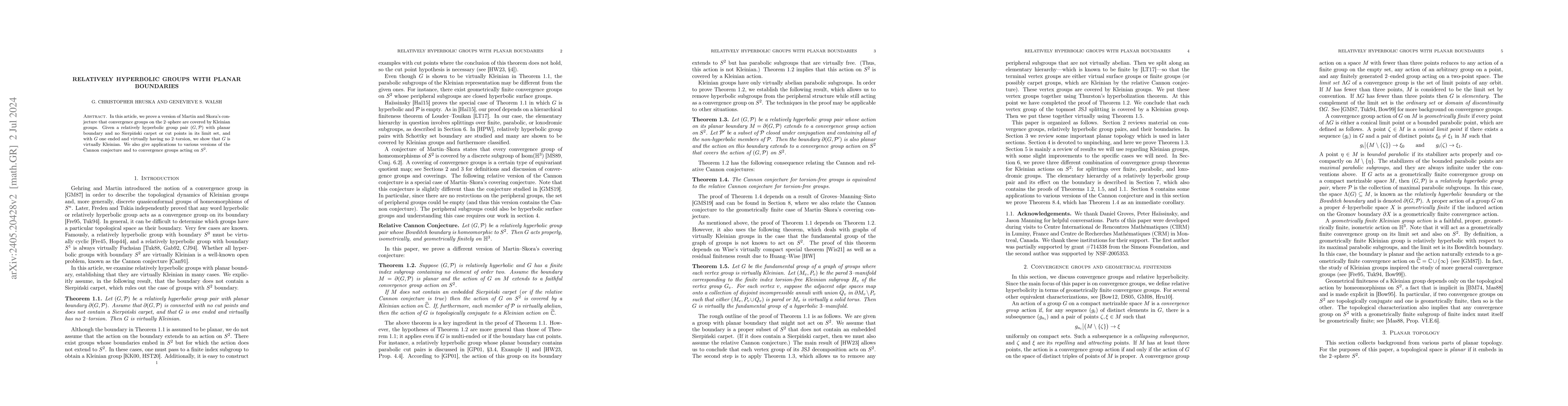 Thumbnail for Relatively hyperbolic groups with planar boundaries