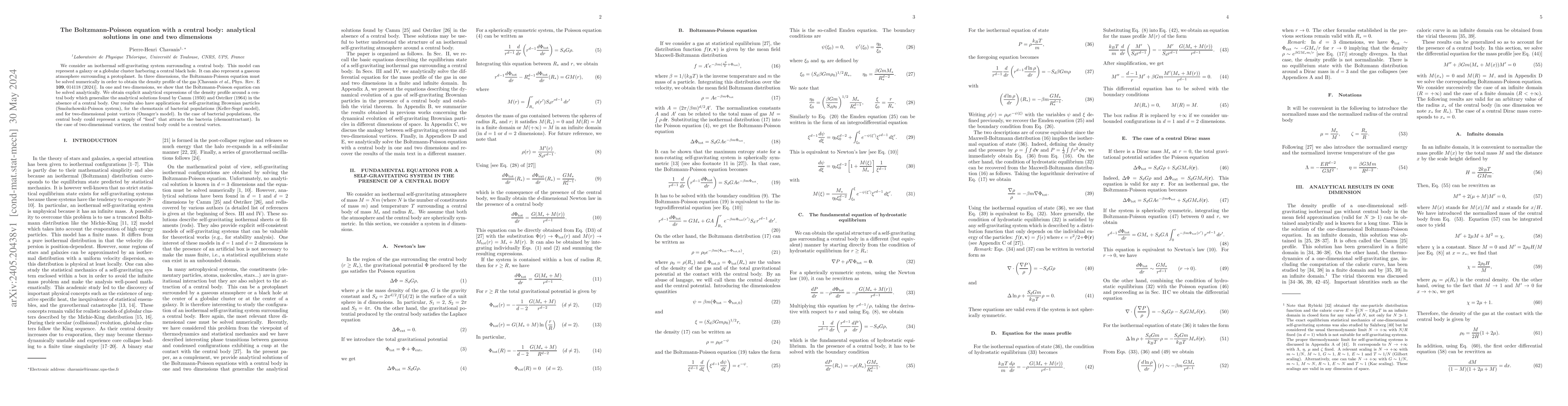 Thumbnail for The Boltzmann-Poisson equation with a central body: analytical solutions
  in one and two dimensions