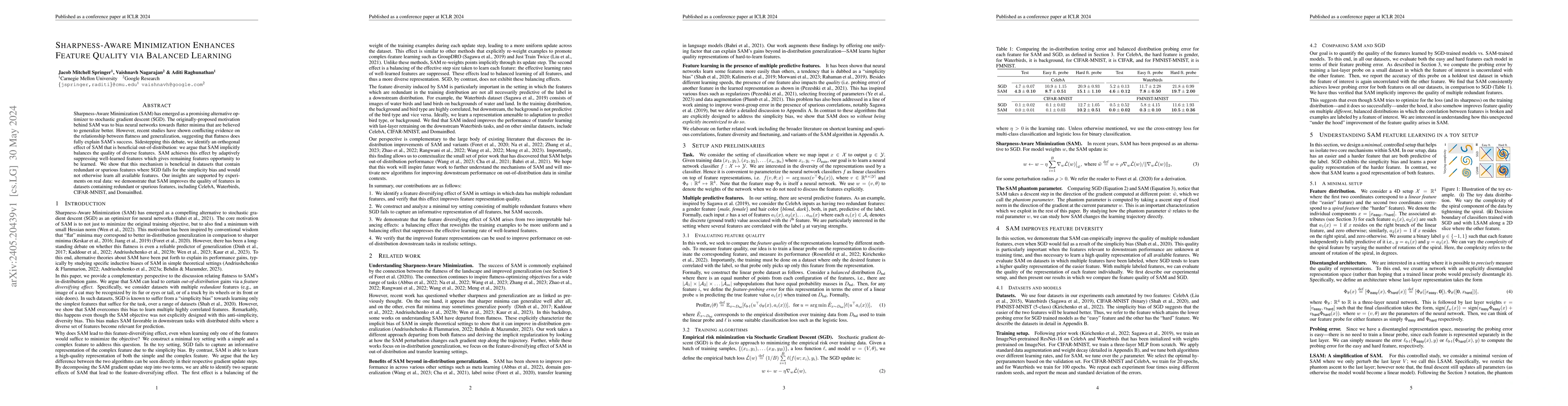 Thumbnail for Sharpness-Aware Minimization Enhances Feature Quality via Balanced
  Learning