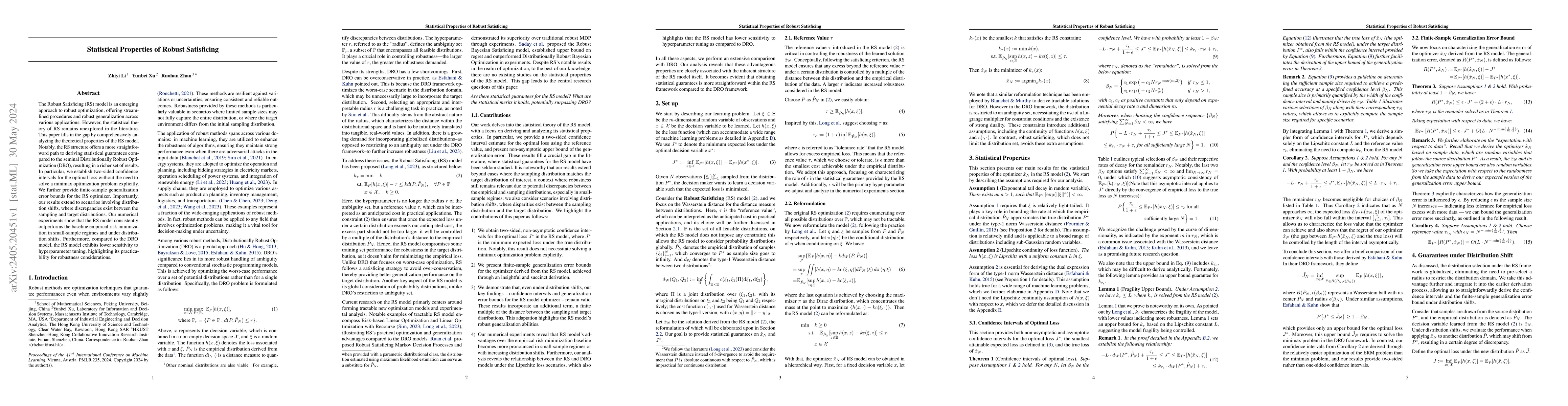 Thumbnail for Statistical Properties of Robust Satisficing