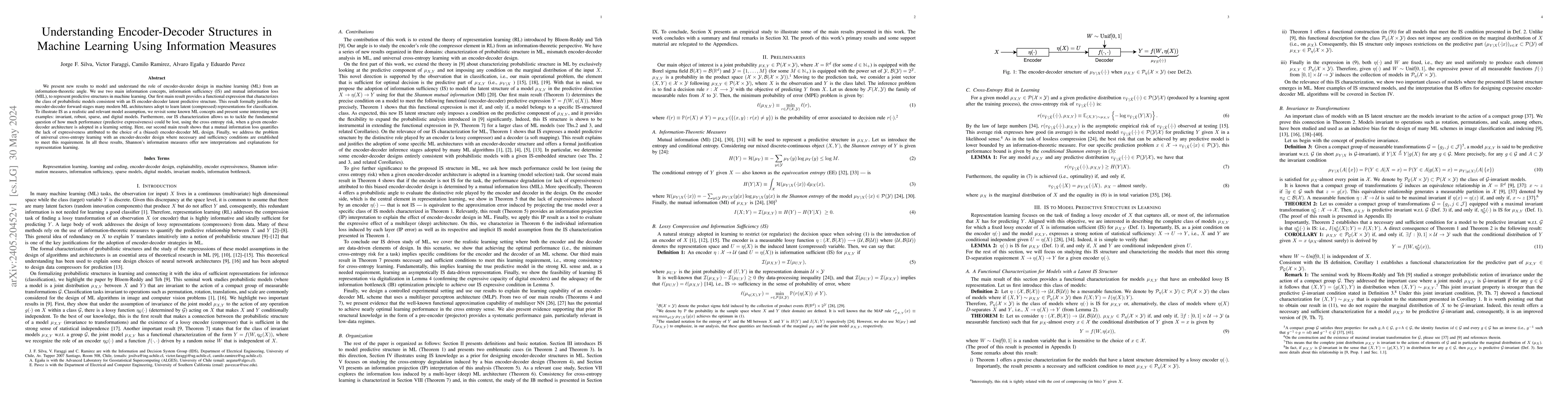 Thumbnail for Understanding Encoder-Decoder Structures in Machine Learning Using
  Information Measures