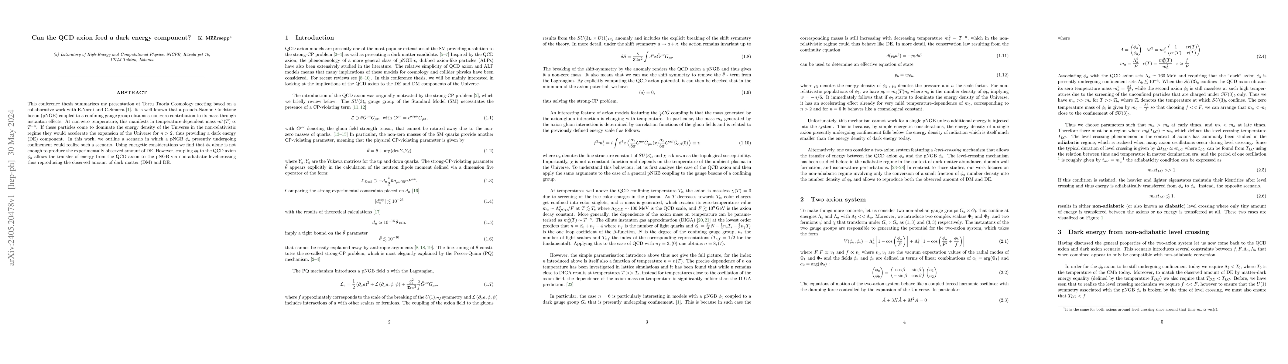 Thumbnail for On the viability of the QCD axion - dark energy transition