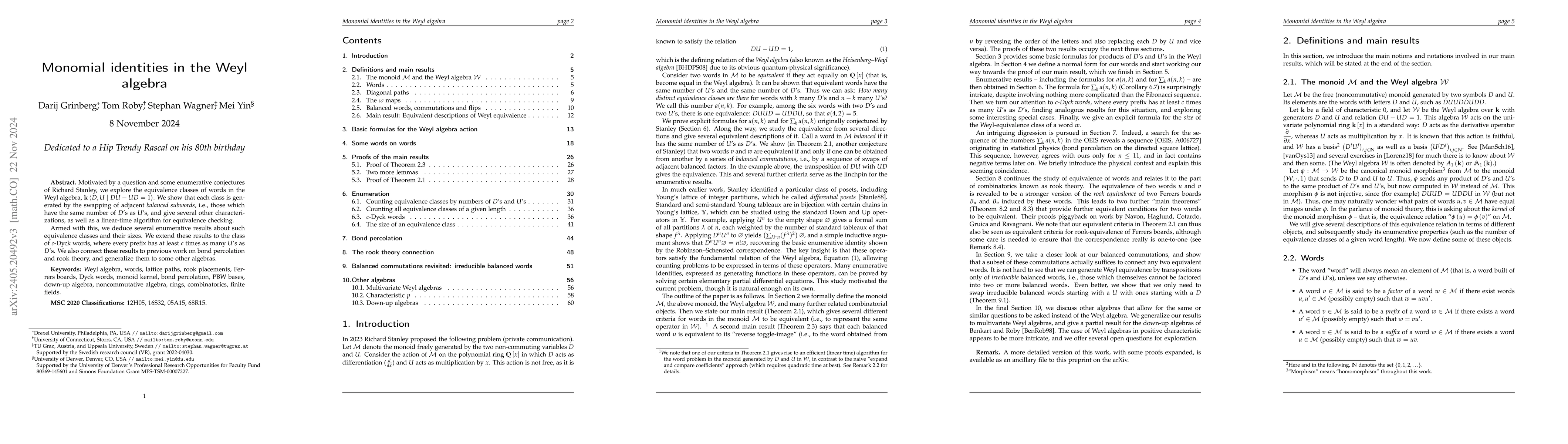 Thumbnail for Monomial identities in the Weyl algebra