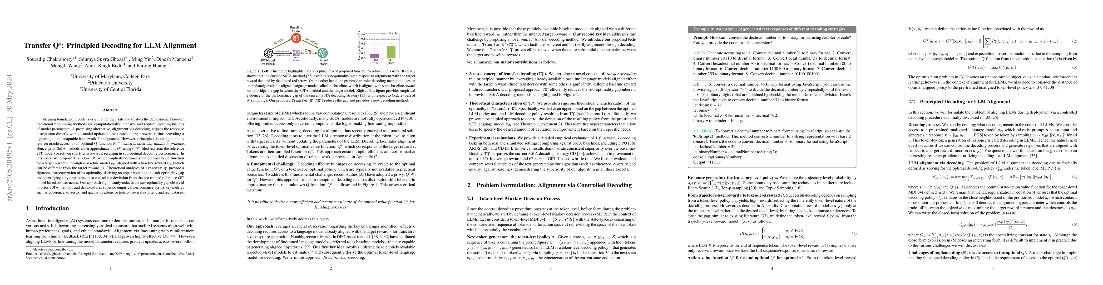 Thumbnail for Transfer Q Star: Principled Decoding for LLM Alignment