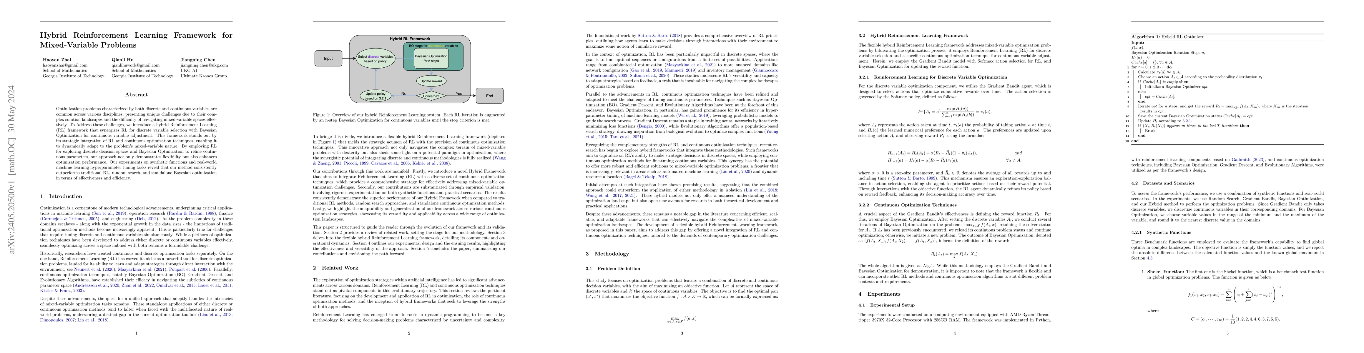 Thumbnail for Hybrid Reinforcement Learning Framework for Mixed-Variable Problems