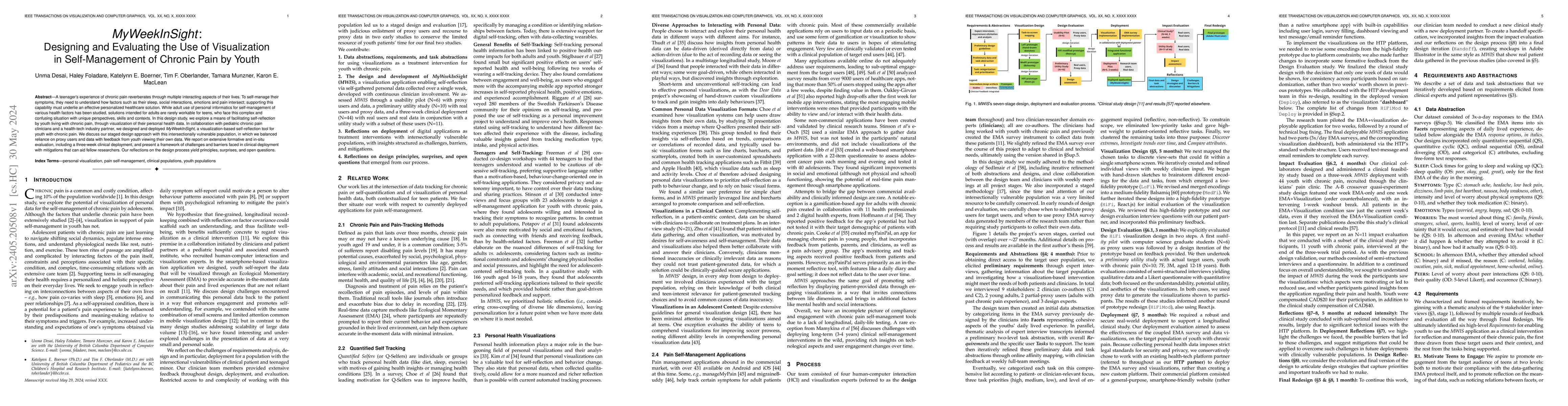 Thumbnail for MyWeekInSight: Designing and Evaluating the Use of Visualization in
  Self-Management of Chronic Pain by Youth