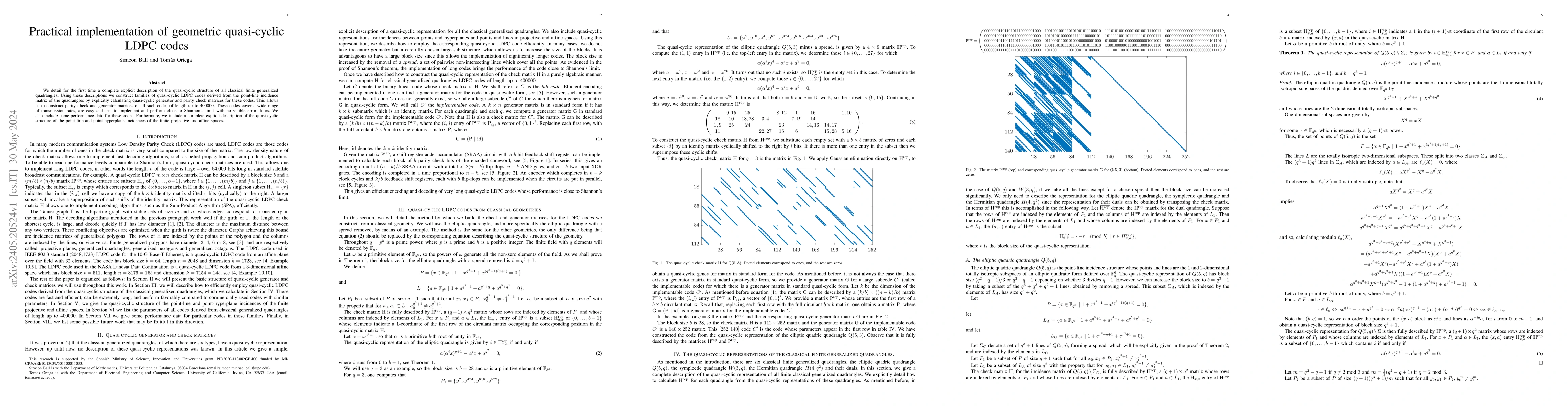 Thumbnail for Practical implementation of geometric quasi-cyclic LDPC codes