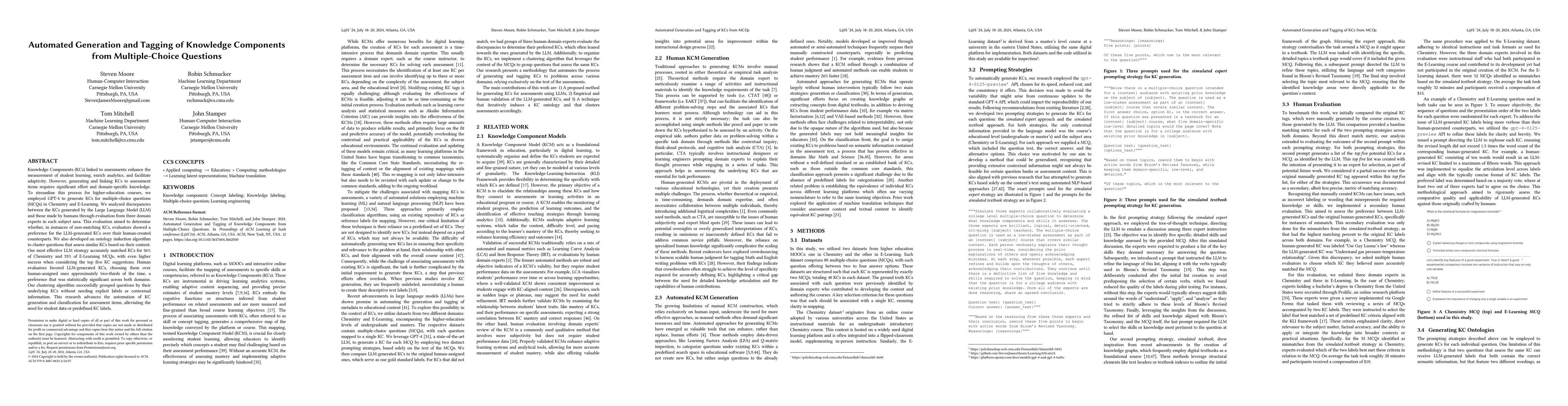 Thumbnail for Automated Generation and Tagging of Knowledge Components from
  Multiple-Choice Questions