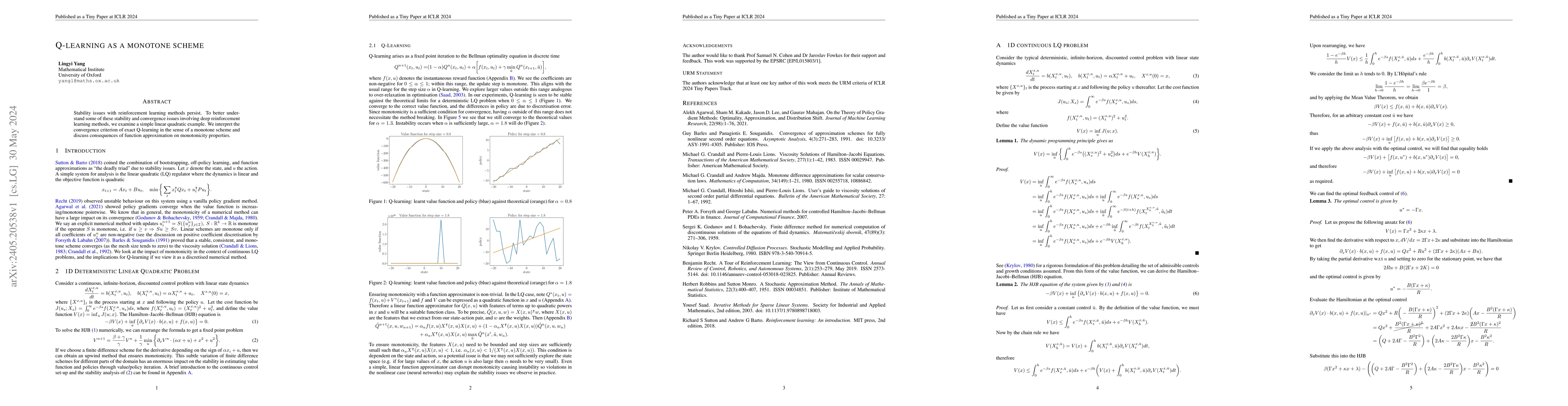 Thumbnail for Q-learning as a monotone scheme