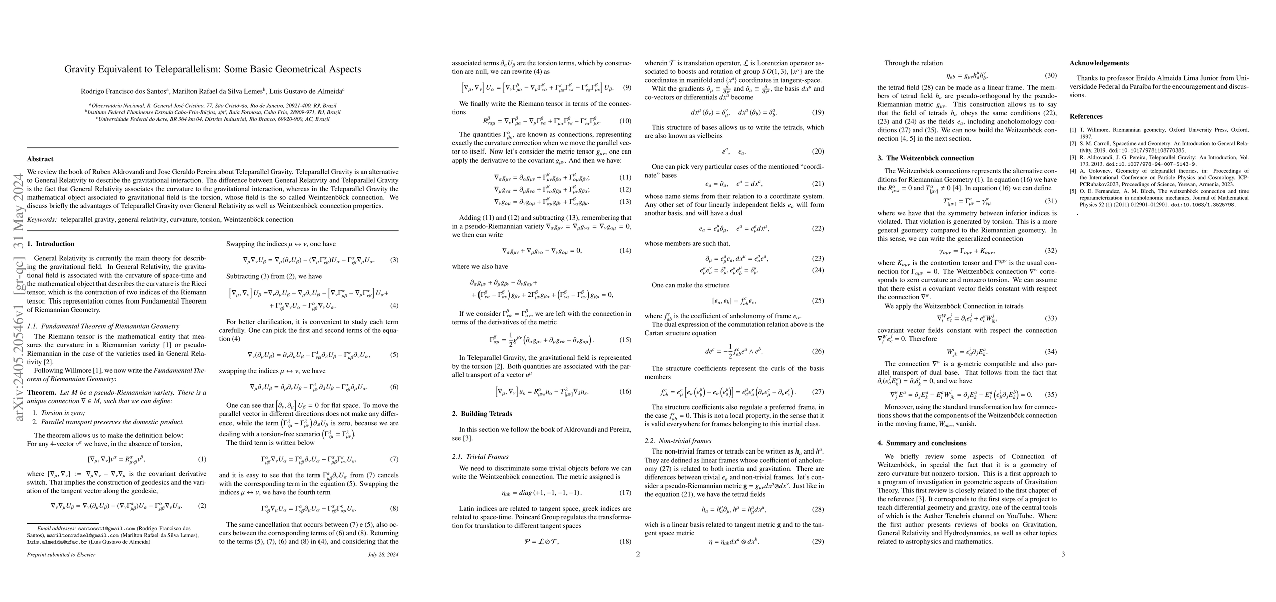 Thumbnail for Gravity Equivalent to Teleparallelism: Some Basic Geometrical Aspects