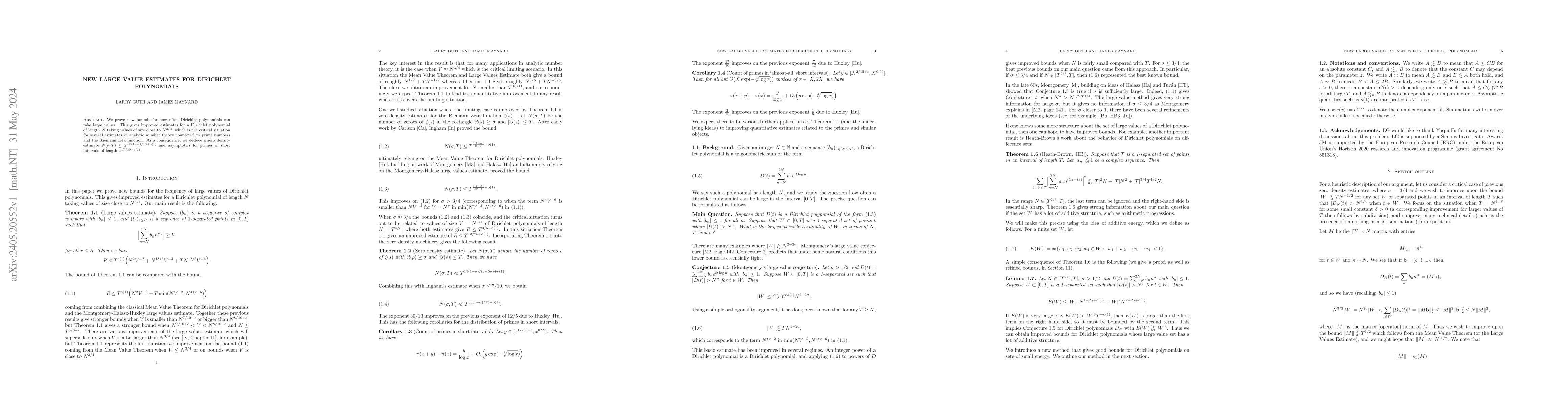 Thumbnail for New large value estimates for Dirichlet polynomials