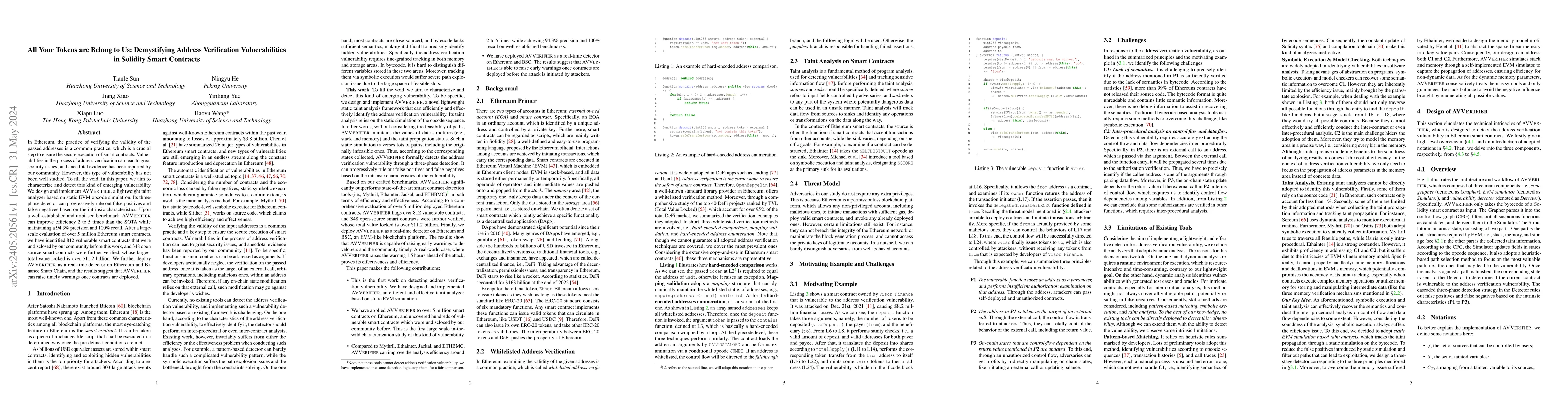 Thumbnail for All Your Tokens are Belong to Us: Demystifying Address Verification
  Vulnerabilities in Solidity Smart Contracts