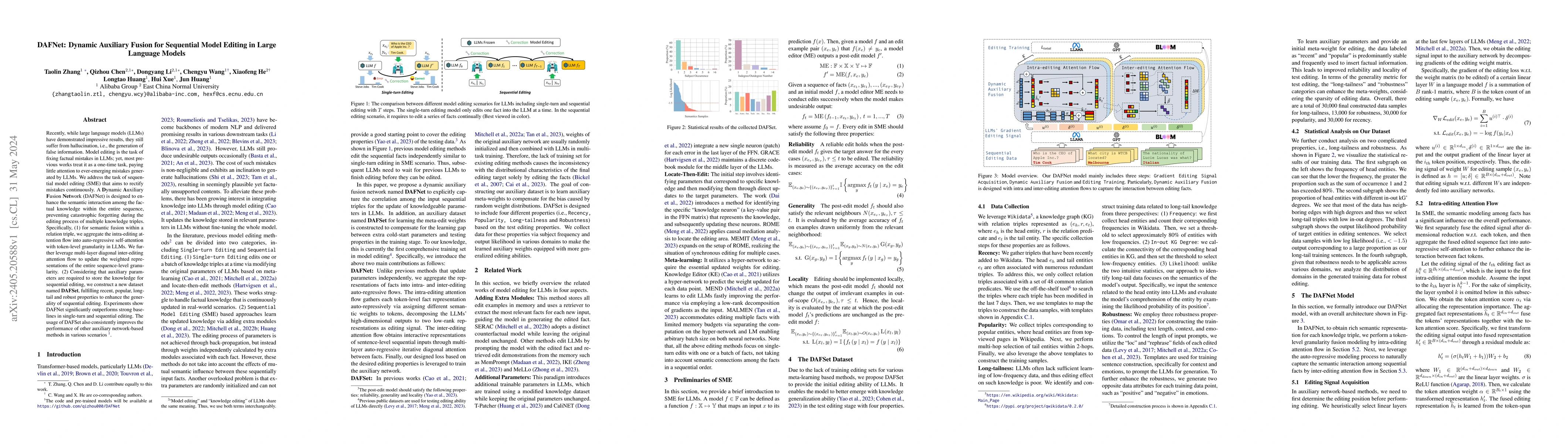Thumbnail for DAFNet: Dynamic Auxiliary Fusion for Sequential Model Editing in Large
  Language Models