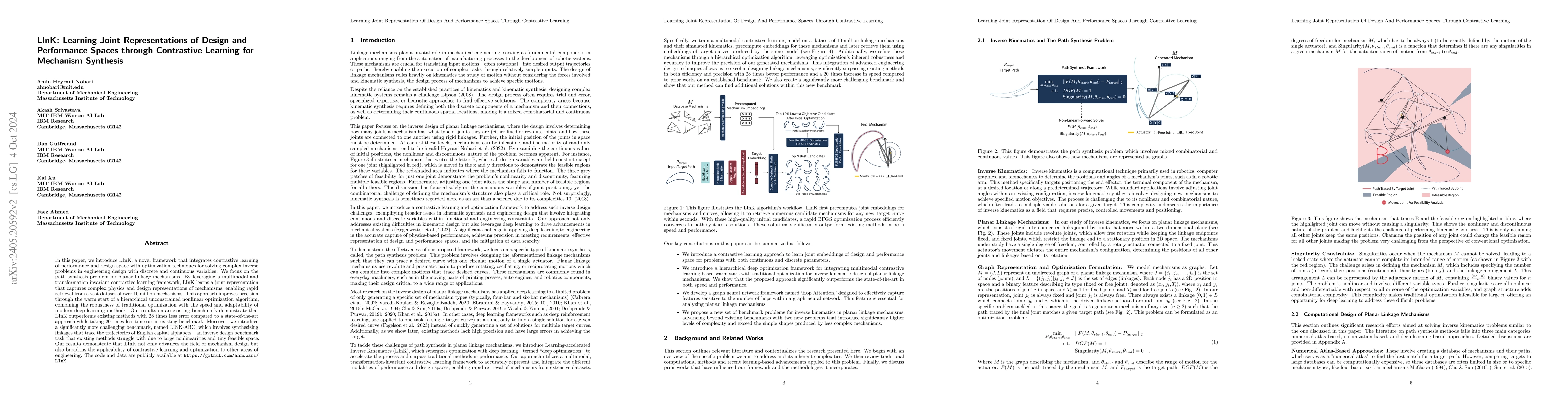 Thumbnail for LInK: Learning Joint Representations of Design and Performance Spaces
  through Contrastive Learning for Mechanism Synthesis