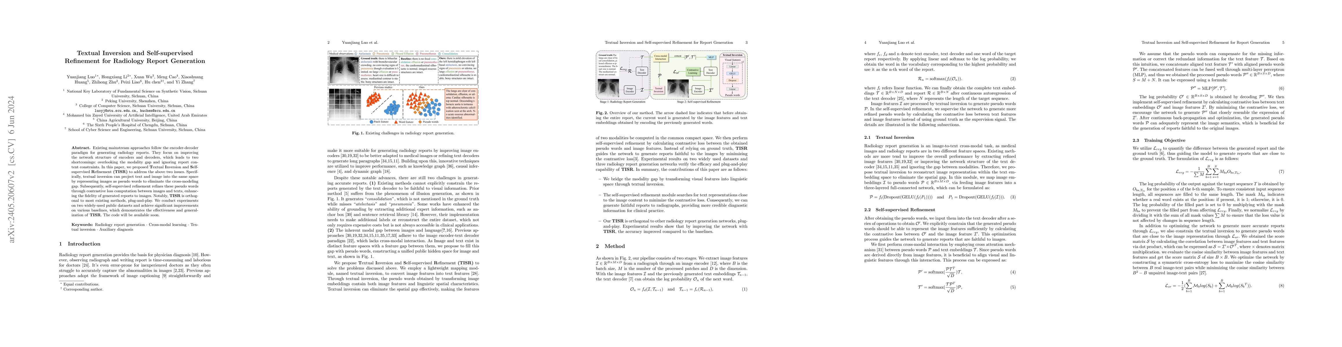 Thumbnail for Textual Inversion and Self-supervised Refinement for Radiology Report
  Generation