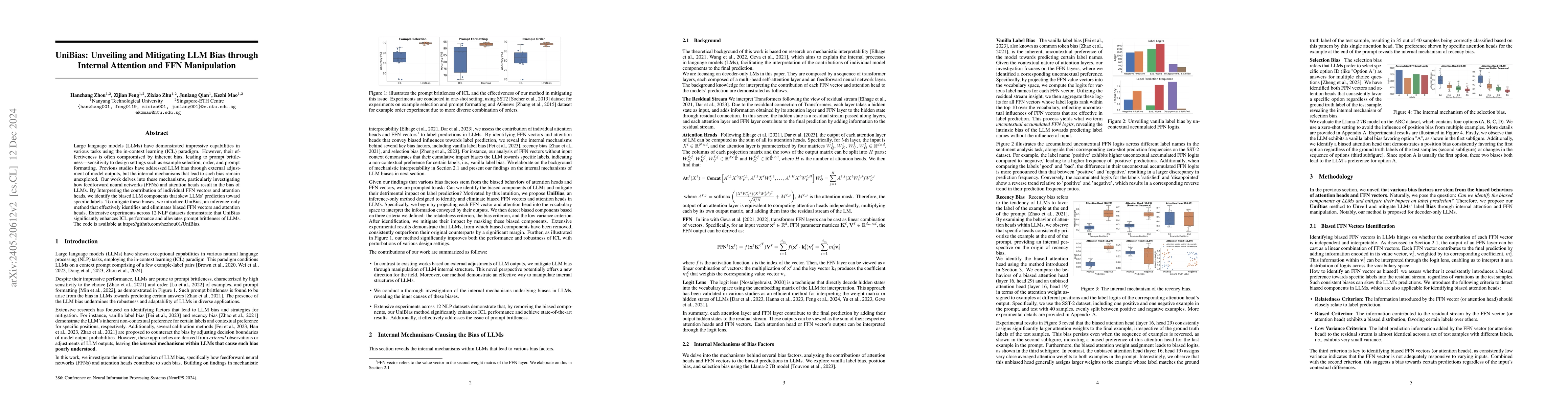 Thumbnail for UniBias: Unveiling and Mitigating LLM Bias through Internal Attention
  and FFN Manipulation