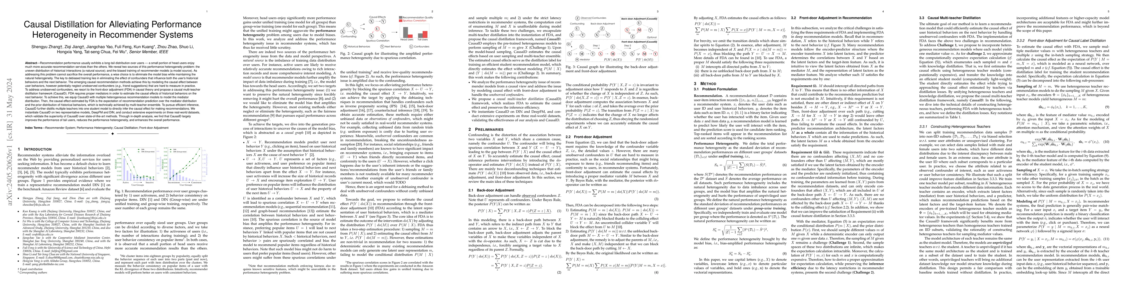 Thumbnail for Causal Distillation for Alleviating Performance Heterogeneity in
  Recommender Systems