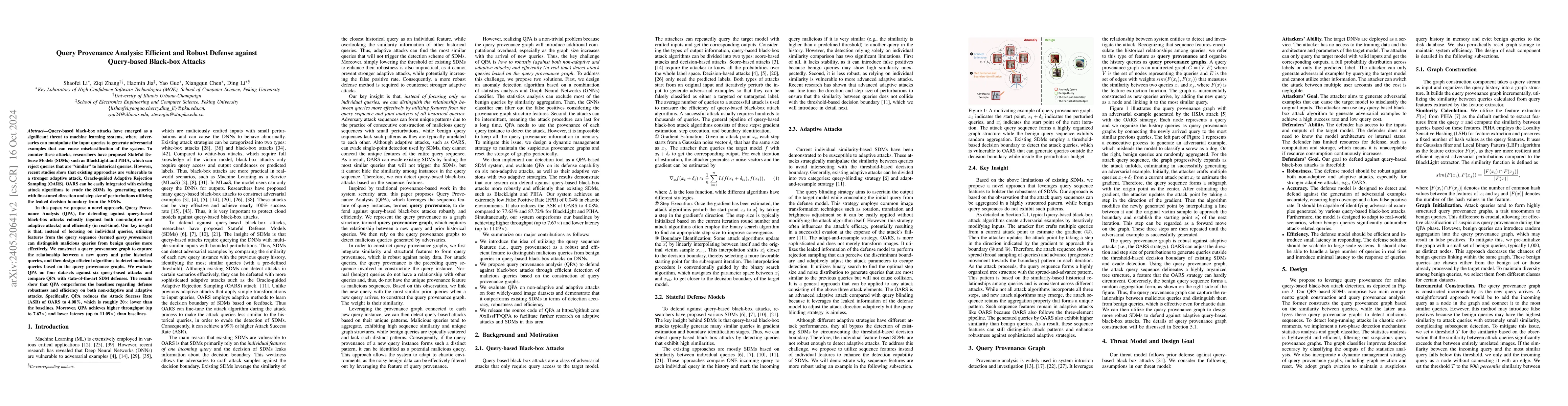 Thumbnail for Query Provenance Analysis for Robust and Efficient Query-based Black-box
  Attack Defense