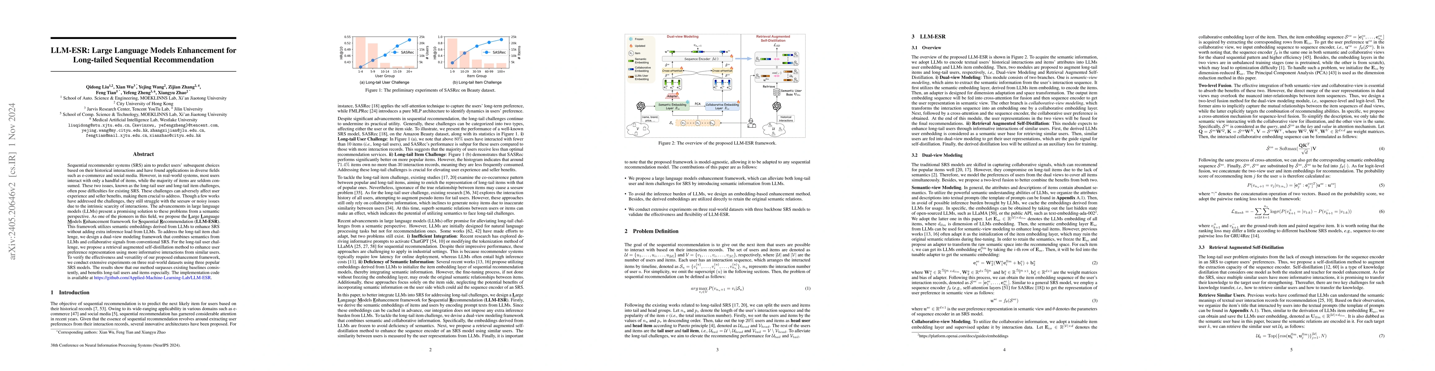 Thumbnail for Large Language Models Enhanced Sequential Recommendation for Long-tail
  User and Item