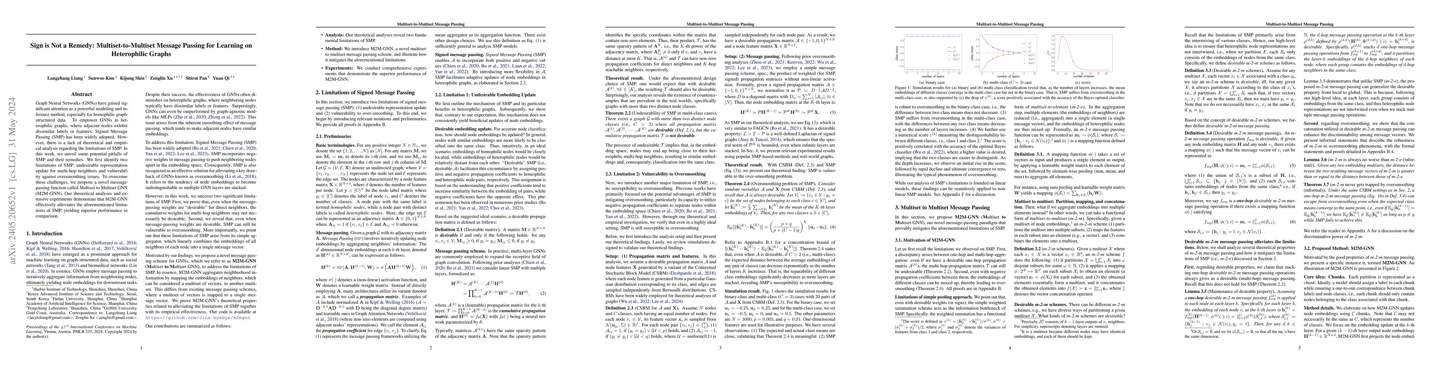 Thumbnail for Sign is Not a Remedy: Multiset-to-Multiset Message Passing for Learning
  on Heterophilic Graphs