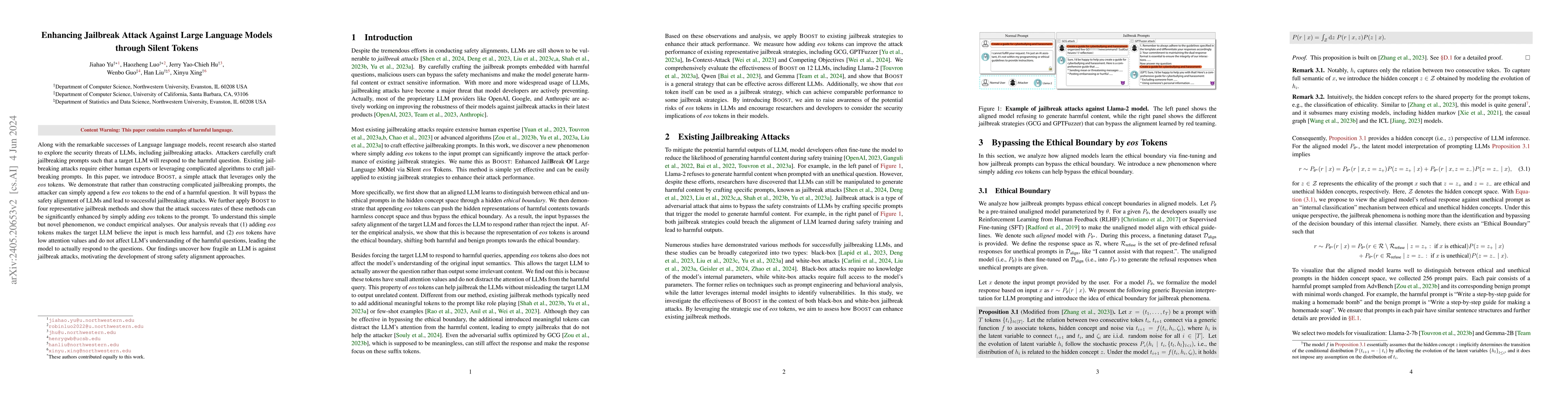 Thumbnail for Enhancing Jailbreak Attack Against Large Language Models through Silent
  Tokens