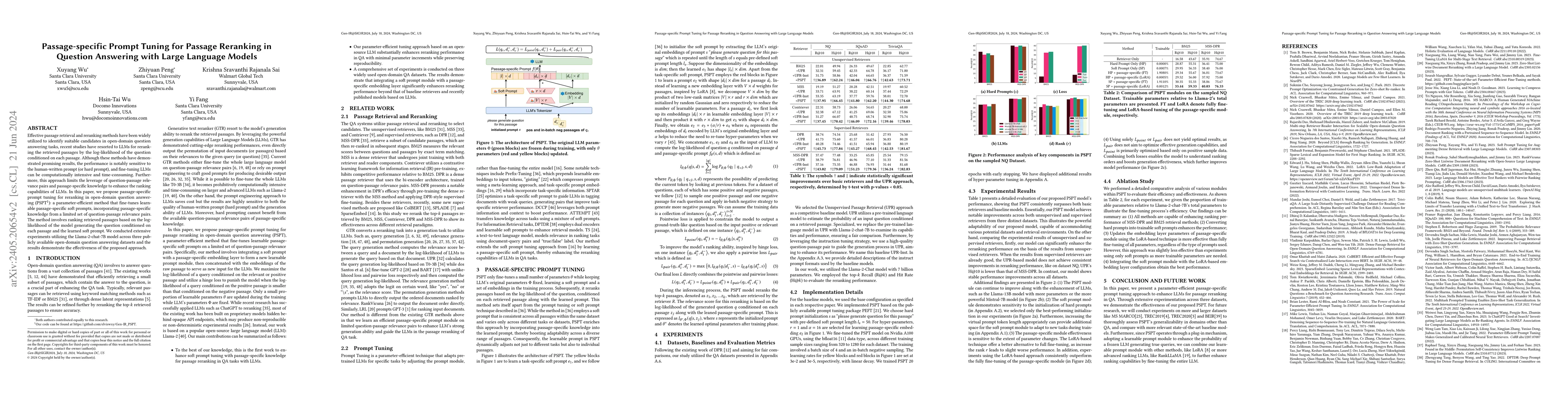 Thumbnail for Passage-specific Prompt Tuning for Passage Reranking in Question
  Answering with Large Language Models