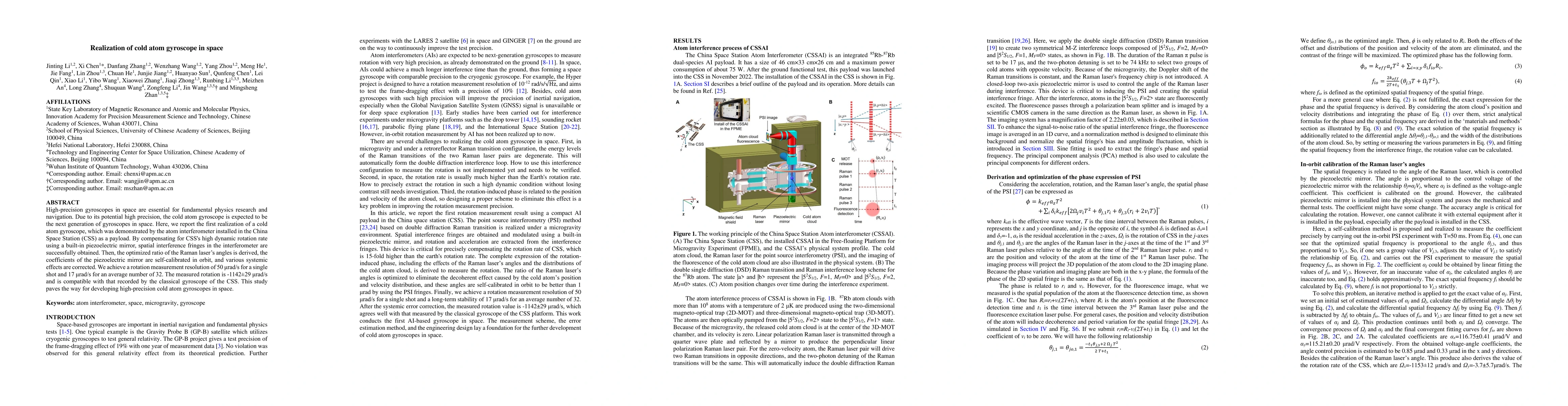 Thumbnail for Realization of a cold atom gyroscope in space