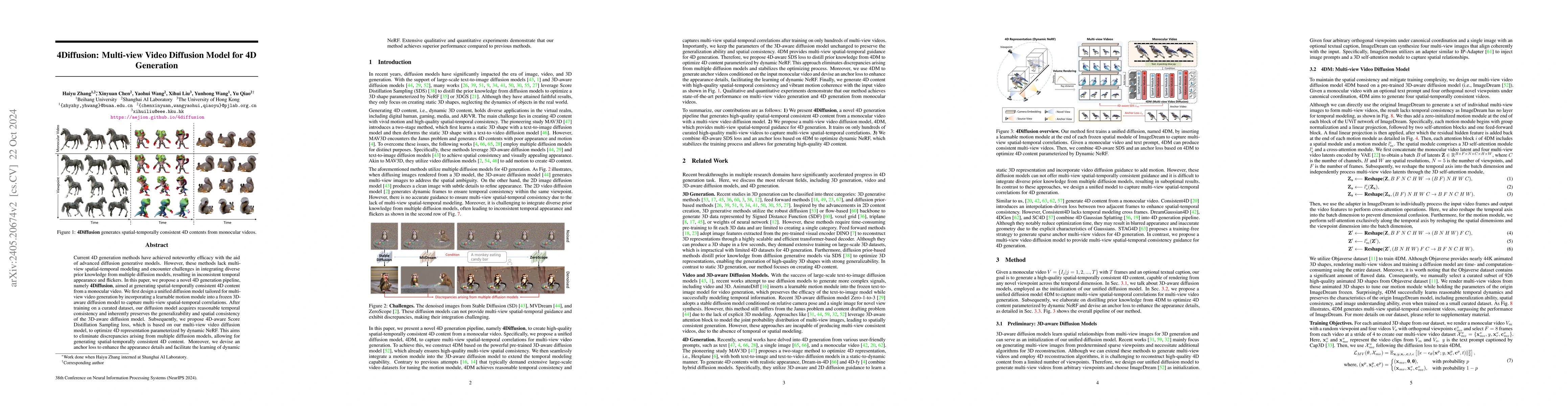 Thumbnail for 4Diffusion: Multi-view Video Diffusion Model for 4D Generation