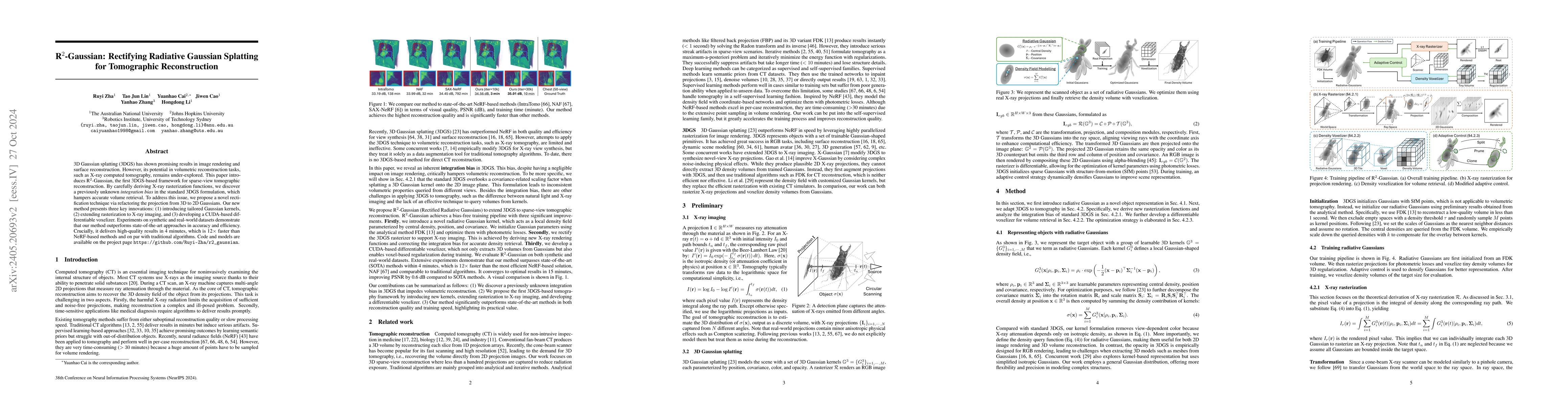 Thumbnail for R$^2$-Gaussian: Rectifying Radiative Gaussian Splatting for Tomographic
  Reconstruction