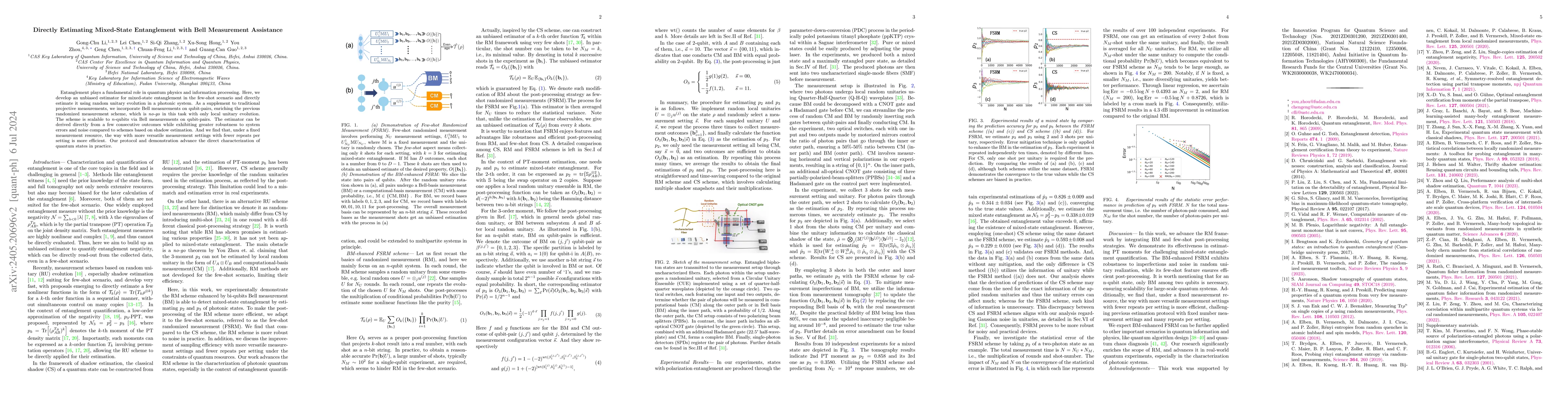 Thumbnail for Directly Estimating Mixed-State Entanglement with Bell Measurement
  Assistance